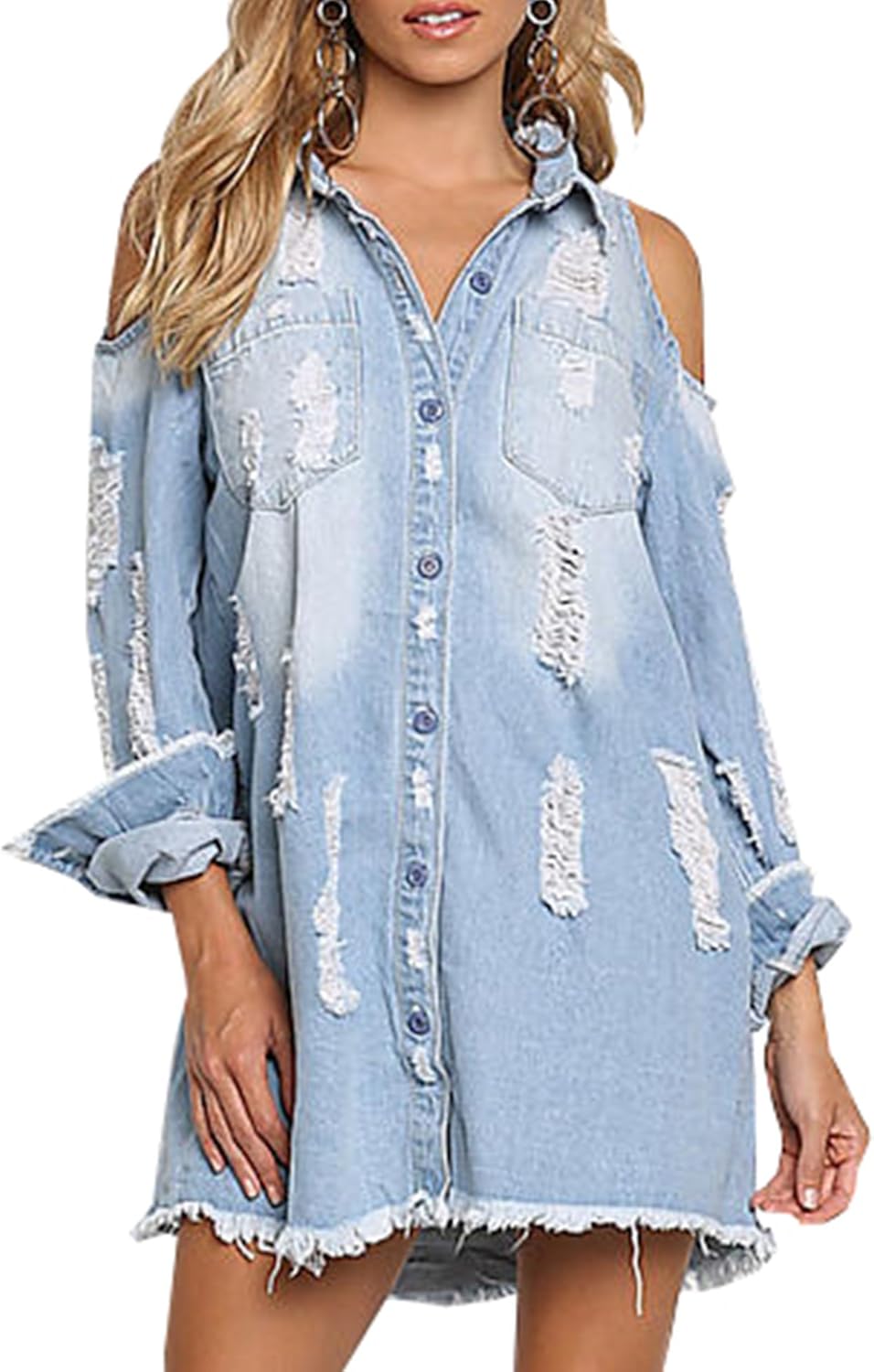 distressed jean dress