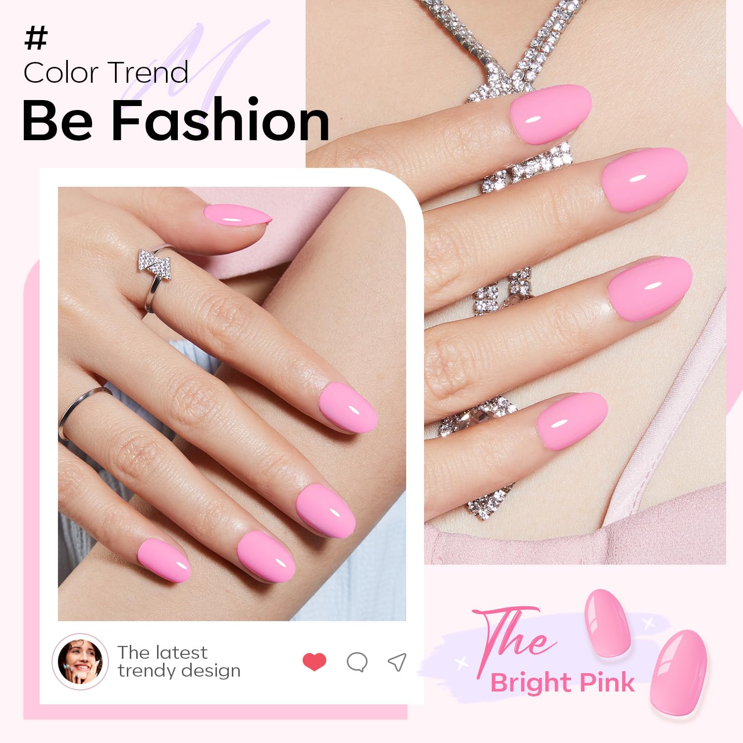 modelones Short Press on Nails, 32Pcs 16 Sizes Oval Fake Nails Kit Press Ons with Nail Glue, Adhesive Tabs, Nail File, Prep Pad, Manicure Stick, Pink - Image 3