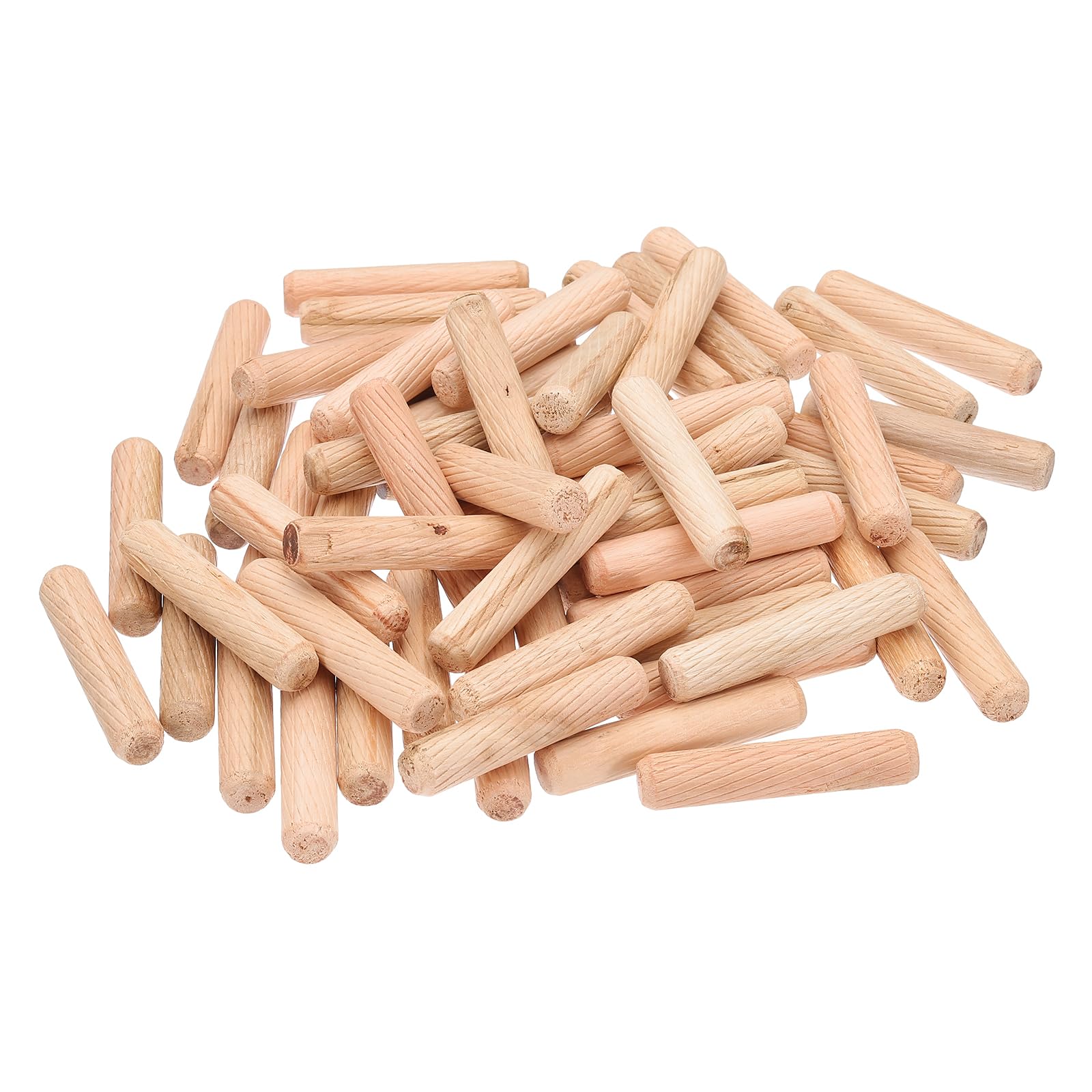 PATIKIL 2/5 Wooden Dowel Pins, 212 Pcs M10x50mm Wood Dowel Pins Hardwood Pegs Fluted Groove Easy Insertion for Crafts Furniture Door Art