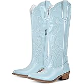 sexytag Butterfly Cowboy Boots for Women Embroidered Floral Cute Cowgirl Western Knee High Boots