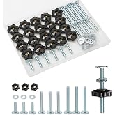 20 Sets T-Track Knob Kit, 1/4"-20 T Bolts (1", 1-1/2", 2-1/2") with Star Knobs &amp; Washers, Assorted T Slot Bolts for Woodworking Jigs, Clamps &amp; Fixture Building