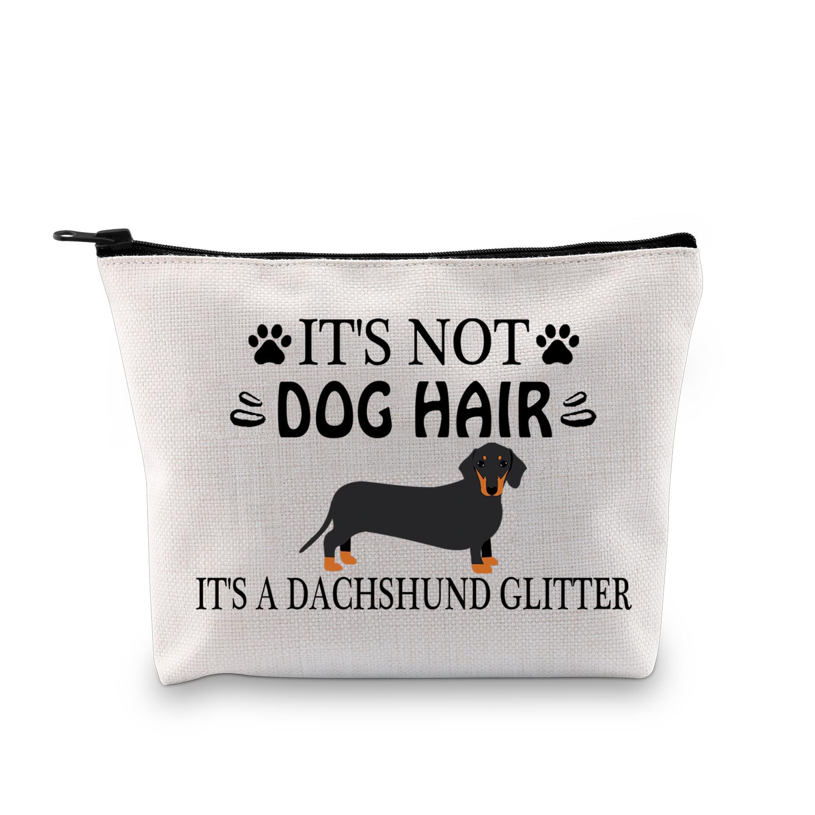 PLITI Dachshund Gifts For Women Dachshund Lovers Makeup Bag It's Not Dog Hair It's a Dachshund Glitter Dachshund Mom Gift (Dog hair dachshund bagU)