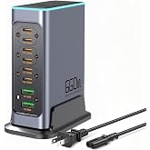 660W USB C Fast Charger Block, 8 Port GaN Charging Station, 100W PD Port Fast Charging Station for Multiple Devices,Laptop Wall Charger Compatible with MacBook, iPhone 17,iPad etc