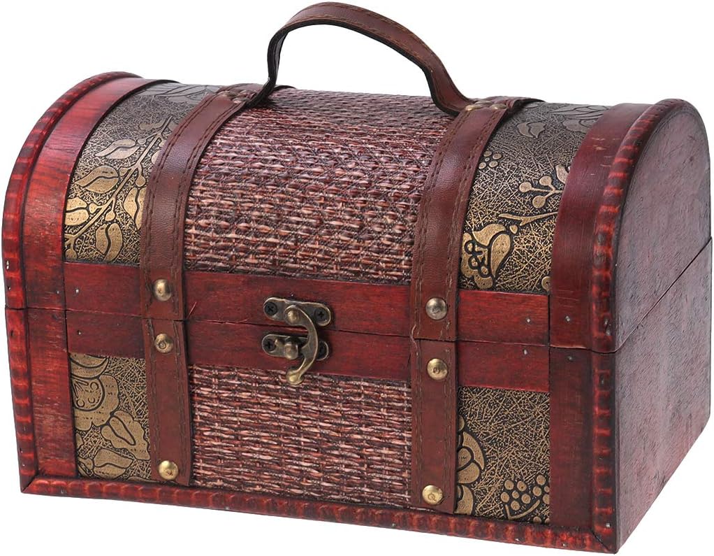 Cofre del Tesoro de Madera Antiguo Retro Hebillas Cajas de