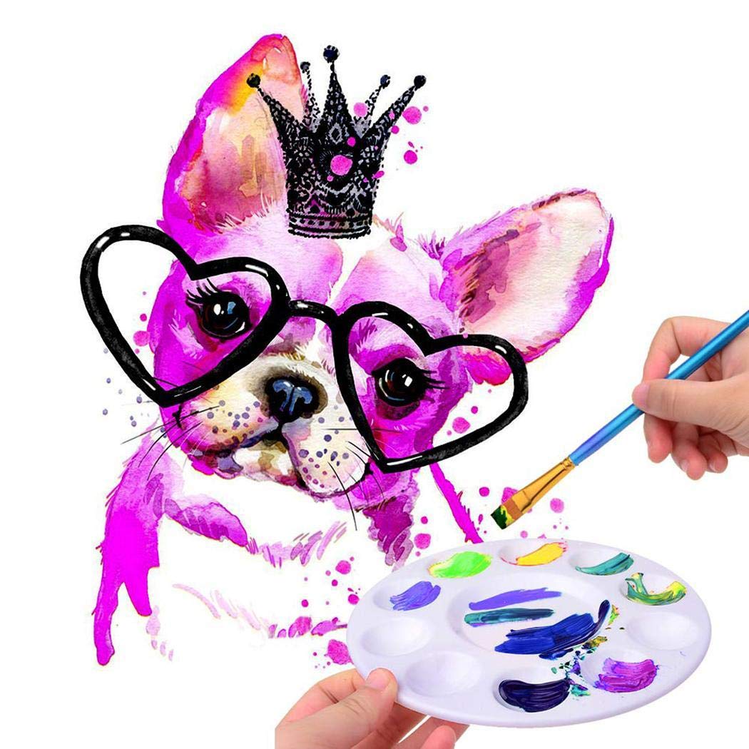 Zimrio 20 Pcs Blue Paintbrush 6 Pcs 10 Holes Round Plastic Palette Set Painting Tools Paintbrush Sets