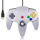 Wired USB N64 Controller, FISUPER Classic Video Game Controller USB Gamepad for Windows PC MAC Raspberry PI Retropie (Grey)