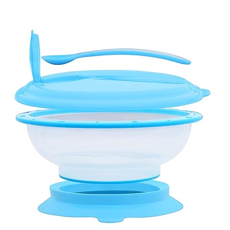 1st Step BPA Free Polypropylene Microwave Friendly Feeding Bowl with Spoon- Blue