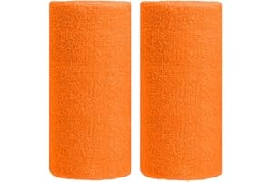 BBOLIVE 6' Inch Wrist Sweatband in 26 Different Neon Colors - Athletic Cotton Terry Cloth - Great for All Outdoor Activity(1 Pair)