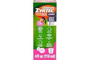 Children's Zyrtec 24 Hour Allergy Relief Syrup, Cetirizine Hydrochloride Antihistamine, Allergy Medicine for Indoor & Outdoor Allergy Relief, Dye- & Sugar-Free, Bubble Gum, 4 fl. oz