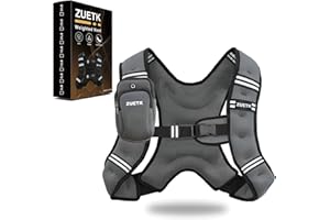 ZUETK Weighted Vest, 6lb/8lb/12lb/16lb/20lb/25lb/30lb Weight Vest with Reflective Stripe, Weighted Vest for Men Women Workout Equipment for Strength Training, Running, Jogging, Fitness, Weight Loss