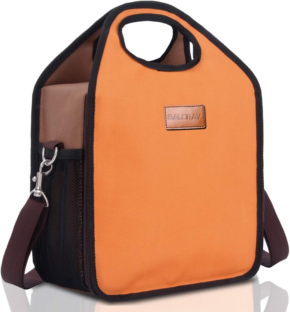 BALORAY Lunch Tote Bag Insulated Lunch Bag with Shoulder Strap Water Resistant, Easy to Clean Perfect for On-The-Go (G-226 Orange)