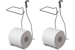 BASICWISE Chrome Over The Tank 2 Slots Toilet Tissue Paper Holder Organizer for Bathroom Storage, Set of 2