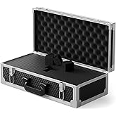 Phenyx Pro Aluminum Alloy Frame Carrying Case with Two-layer Pre-Diced Pick and Pluck Foam, Ideal Quad-Channel Wireless Mic Systems Transportation (Size Large 20.3 x 10 x 5.9 In)