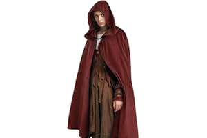 MCJC Medieval Hooded Cloak with hood Renaissance Cape Adult Halloween Cosplay Robe Wizard Costume