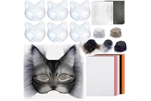Therian Mask Set, Therian Mask Kit with Wool Strip, Faux Therian Mask, Therian Cat Mask, DIY Paint Therian Mask for Cosplay