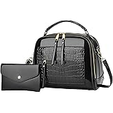 Tigpoy 2pcs Women Handbags and Purses, Top Handle Bags with Zippe Leather Tote Satchel Shoulder Carry Purse tote Handbags