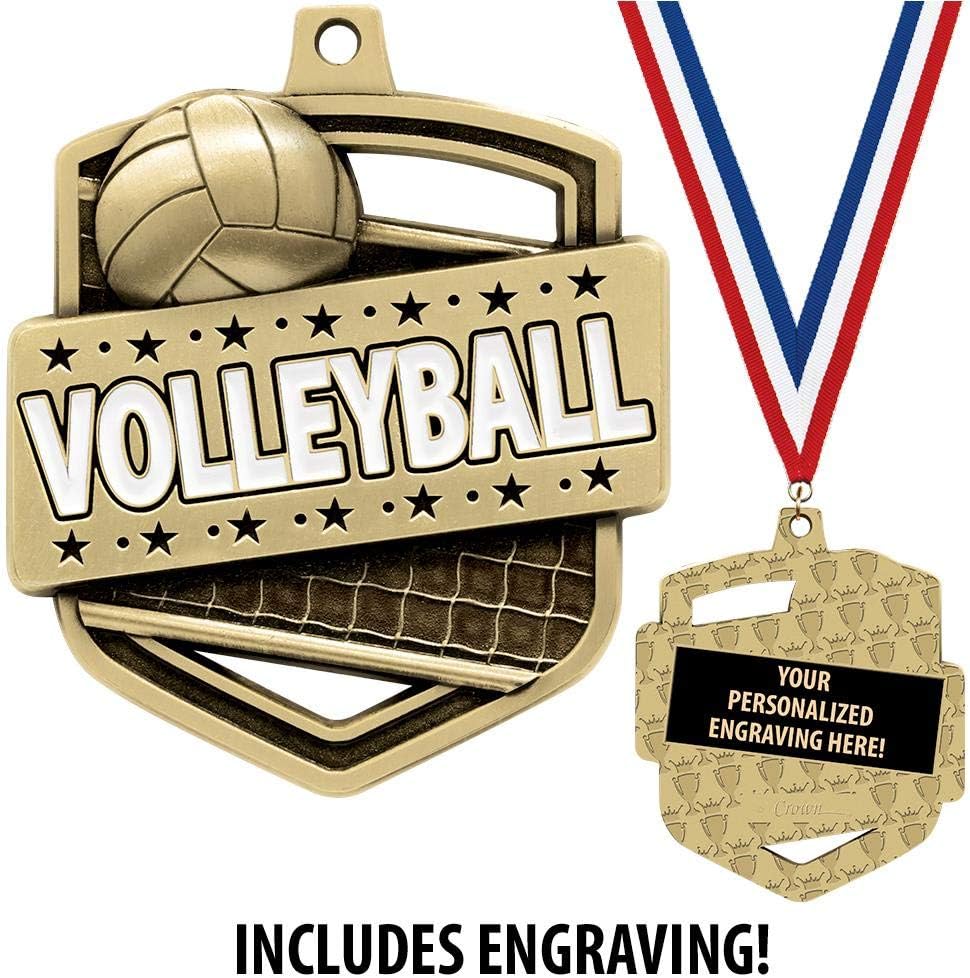 Crown Awards 2.25" Gold Admiral Volleyball Medals, Gold