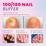 PORTENTUM 8 Pcs Nail Files 100/180 Grit Washable Emery Board Manicure Buffing view 5