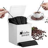 Teenyyou 1000 Pcs Black Large Coffee Stirrers and Holder, 5.1 Coffee Straws Plastic Stir Sticks Container with Lid and Sticker Disposable Swizzle Stick for Mixing Milk Cocktail Tea Accessories