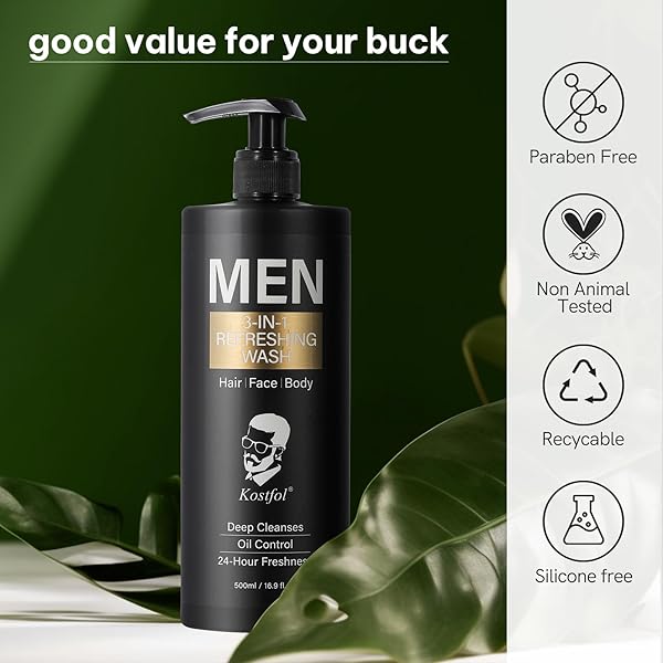 NUSPA NUSPA 3 IN 1 CLARIFYING MENS SHAMPOO SULFATE FREE HAIR WASH DEEP CLEANING INFUSED WITH NATURAL PORTULACA OLERACEA EXTRACT, CHAMOMILLA FLOWER EXTRACT