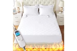 DAICO Heated Mattress Pad Full Size Soft and Warm Cover 10 Heat Settings Electric Mattress Pad, 1-12H Auto Off, Fast Heated Mattress Topper Deep Elastic Pocket, 54X75, White