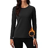 MAGCOMSEN Women's Thermal Shirts Fleece Pullover Long Sleeve Undershirt Tops Warm Workout Winter Base Layer
