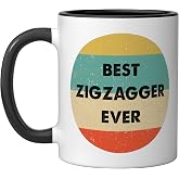 Zigzagger Ceramic Mug, Black/White