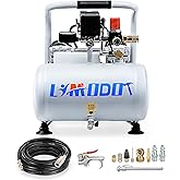 Limodot Ultra Quiet Air Compressor, Only 60dB, 1 Gallon Steel Tank, Oil-Free, Electric Air Compressor Perfect for Woodwork Nailing, Garage, Car, Pneumatic Tool, Includes 25 Ft. Air Hose Kit