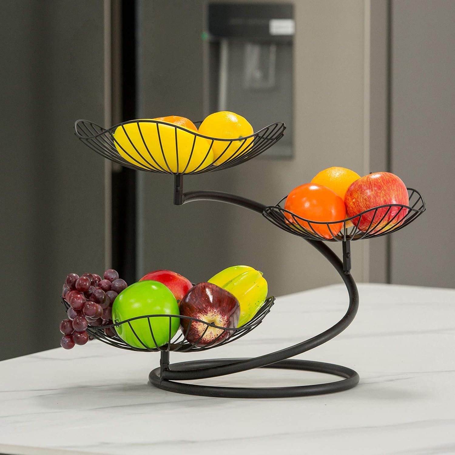 mossFlos 3Tier Fruit Baskets, Decorative Fruit Bowls Stand, Fruit