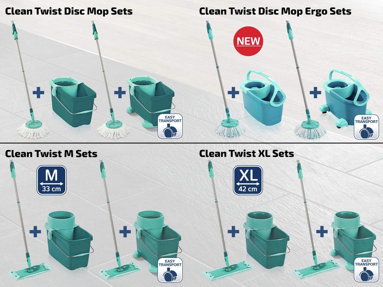 Leifheit Clean Twist Rolling Cart Wheels: Fits Leifheit Clean Twist Mop and Bucket Sets; Sturdy - Image 5