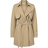 luvamia Trench Coat Women Mid Length Classic Double Breasted Lapel Business Casual Fall Jacket Coats Outerwear with Belt