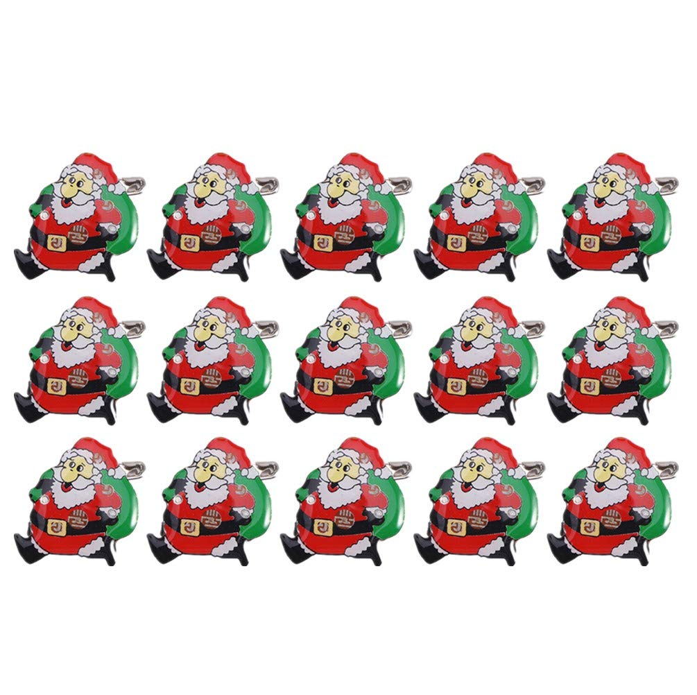 25Pcs LED Brooch Christmas Brooch Pin Santa Claus Badge Brooch for Children Party Favors