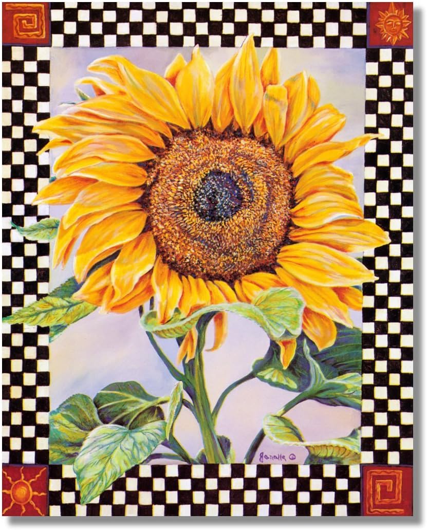 checkerboard with sunflowers