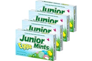 KANDY KORNER Easter Candy Eggs Junior Mints Dark Chocolate Easter Eggs Candy for Easter Basket Stuffers, Party Favors, Movie Theater Box, Spare Time Indulgence - Creamy Egg-Shaped Mints in Dark Chocolate, 3.5 oz 4 Pack