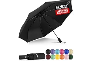 Yoobure Windproof Automatic Travel Umbrella, Compact Folding UV Sun & Rain | One-touch auto open close, windproof frame withstands storms, UV protection fabric, lightweight for backpack car daily use