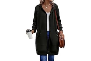 Zeagoo Women's Zip Up Hoodies Long Tunic Sweatshirts Long Sleeve Oversized Fleece Casual 2025 Fall Jacket Coat with Pocket
