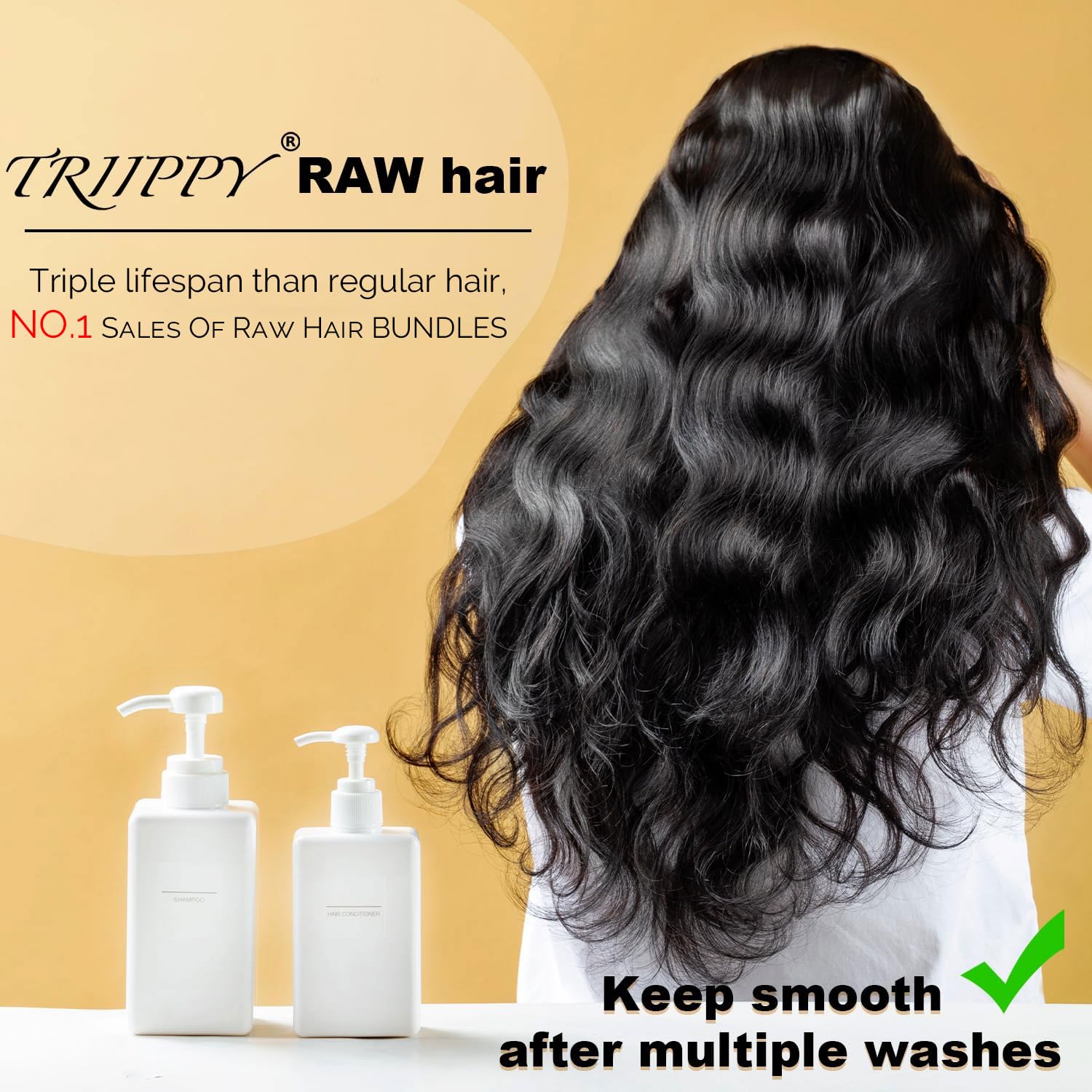 TRIIPPY Body Wave Bundles Human Hair,100% Raw Cambodian Hair Wavy 3 Bundles,Triple The Lifespan Over Regular Virgin Hair Bundle,No.1 Raw Hair Brand On Amazon(16 18 20 Inches,Natural Color)