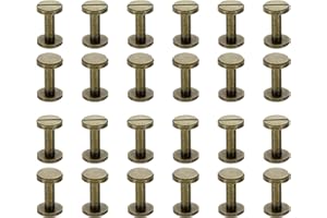 PATIKIL M4x12mm Chicago Screws, 25 Sets Brass Chicago Screw Slotted Binding Post Screw Rivets for Leather Belt Scrapbook Photo Albums, Bronze