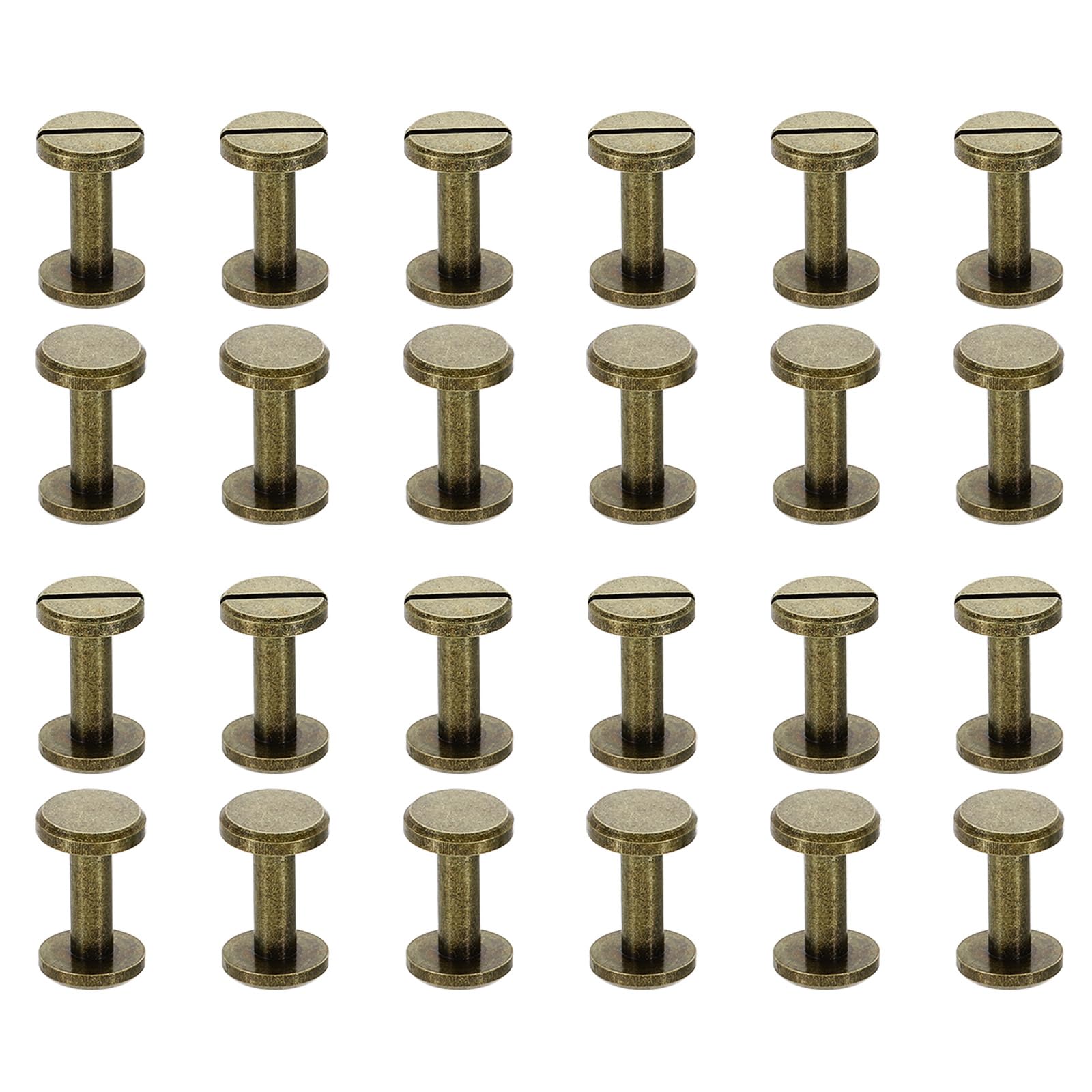 PATIKIL M4x12mm Chicago Screws, 25 Sets Brass Chicago Screw Slotted Binding Post Screw Rivets for Leather Belt Scrapbook Photo Albums, Bronze