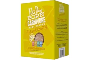 TIKI PETS Tiki Dog Born Carnivore Flavor Booster, Variety Pack, Grain Free Wholesome Dog Food Additive, Meal Topper for All Dog Breeds and All Life Stages, 1.5 oz. Pouch, 12 Count