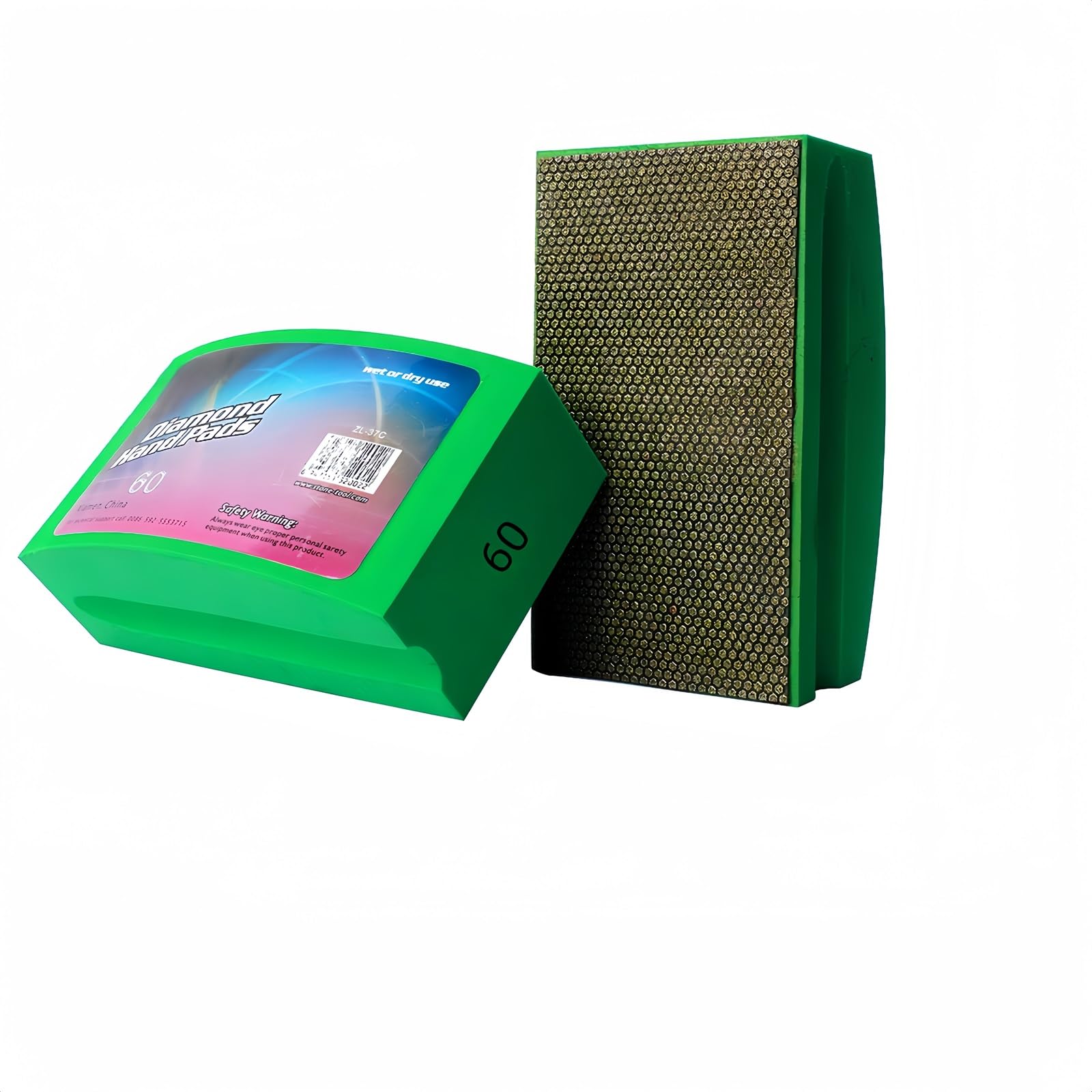 Boxonly Electroplated Diamond Sanding Blocks 60 Grits Arc Shape Back Polishing Grinding Hand Pads Block for Granite Marble Glass Stone