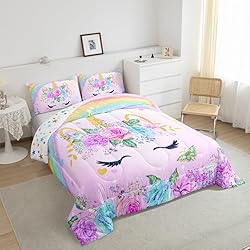 Feelyou Toddler Size Unicorn Comforter Set for Kids