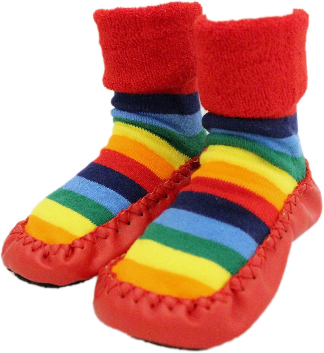 Baby Rainbow Stars Thick Winter Anti-slip Shoes Socks Moccasins Age 1 2 3 (Age 1-2, Red), Red, Blue, White, 12-24 Months - Image 4