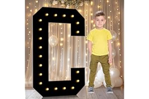 LOBOOM 3FT Marquee Letters Light Up Letters, Black Giant Marquee Letter Mosaic Letter for Birthday Wedding Backdrop Large Letters for Grad Party Baby Shower Decoration, Pre-Cut Foam Frame Letter C
