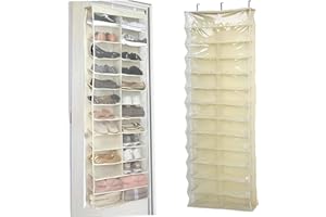 Over The Door Storage Organizer, Hoodie Door Organizer Hanging, 26-Pocket Clear Sweatshirt Storage, Wall Shoes Bag, Portable 