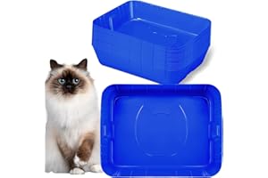 Bokon 25 Pcs Disposable Litter Boxes for Cats Plastic Cat Litter Tray Large Kitten Pan for Kitty Rabbit Guinea Pig Hamster Pets Supplies Travel Home Toilet, 15.7 x 11.8 x 3 Inches(Royal Blue)