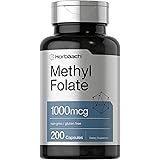 Methyl Folate 1000 mcg | 200 Capsules | 5-MTHF | Folic Acid Supplement | Non-GMO, Gluten Free Methylfolate | by Horbaach