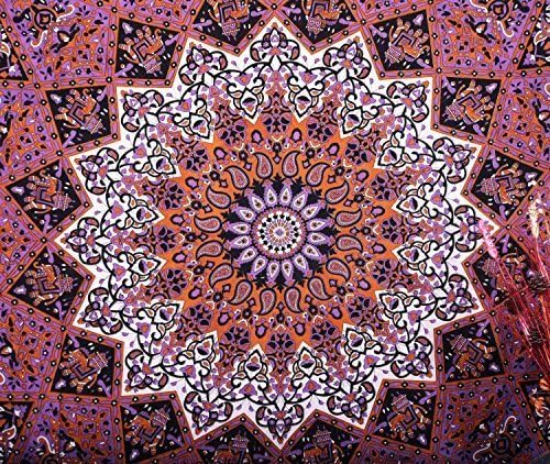 Indian Star Elephant Mandala Hippie Psychedelic Bedspread Bohemian Wall Hanging Meditation Bedspread Large Queen Tapestry