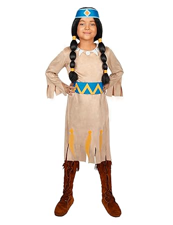 Maskworld - Yakari Regenbogen Kinderkostüm 3teilig - Indianer Kostüm Kleid für Mädchen – Lizenzprodukt Zeichentrickserie (110