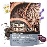 TrueMushroom - Sleep Support Mushroom Gummy Supplement with Melatonin for Sleep and Relaxation with Lion’s Mane, Cordyceps, Reishi, Shiitake. All-Natural, BlackBerry Flavor Gummies (60 Count)
